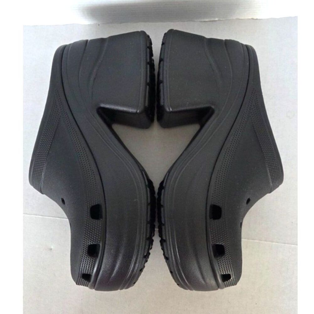 Crocs Siren Black Goth Platform Heel Clogs Sz 11 Like New - Picture 5 of 10
